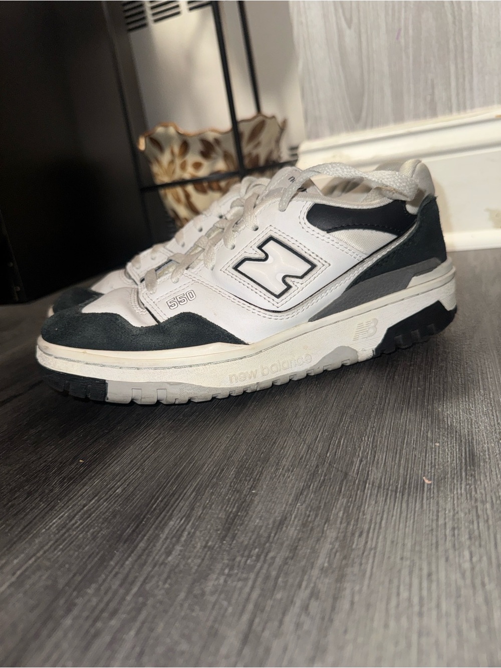 New Balance Kids 550 White and Black Low-Top Sneakers